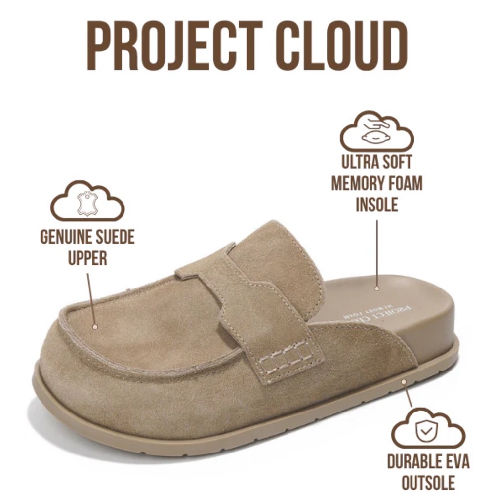 PROJECT Cloud Genuine Suede Womens Clogs - Picture 2 of 5